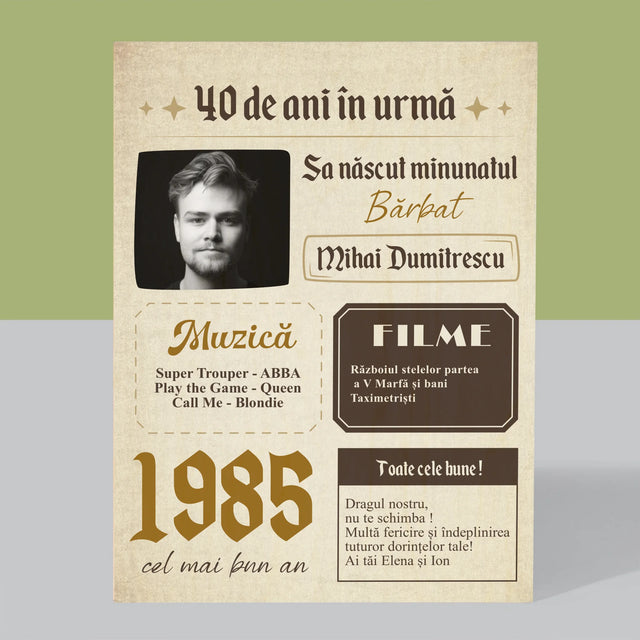 Copertă Derevistă: 40 De Ani În Urmă - Imprimare Pe Lemn ( Verticală)