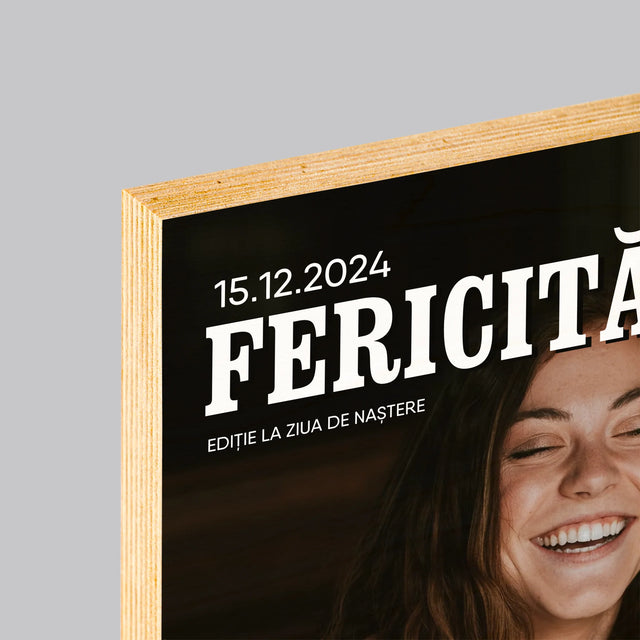 Copertă Derevistă: Fericită La 40 De Ani - Imprimare Pe Lemn ( Verticală)