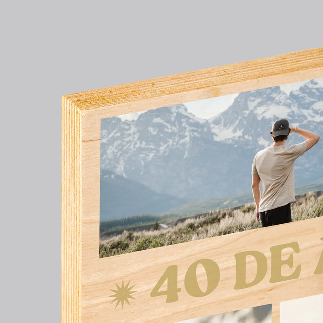 Colaj De Fotografii: 40 De Ani Fiind O Legendă - Imprimare Pe Lemn ( Verticală)