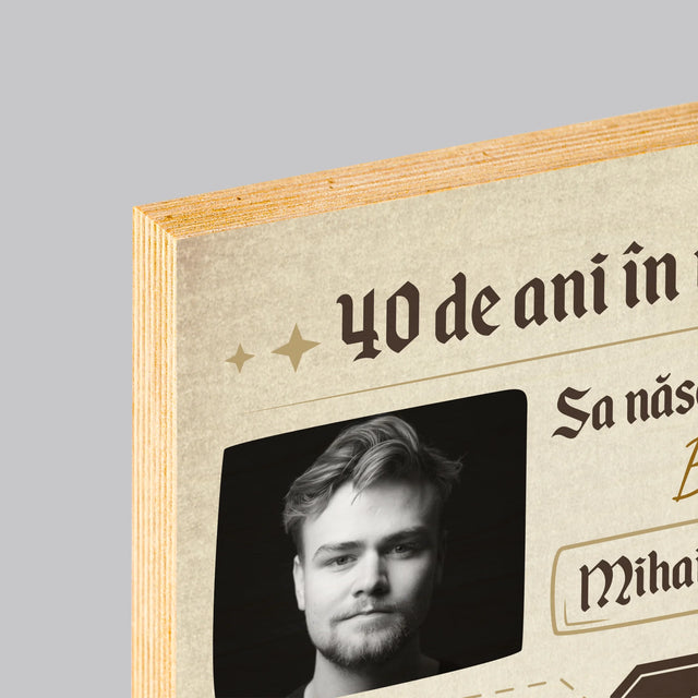 Copertă Derevistă: 40 De Ani În Urmă - Imprimare Pe Lemn ( Verticală)