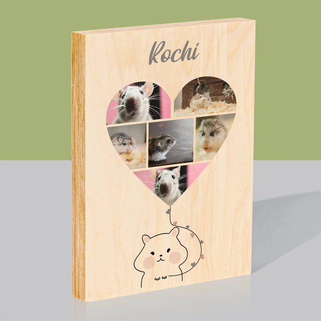 Colaj De Fotografii: Hamster - Imprimare Pe Lemn ( Verticală)