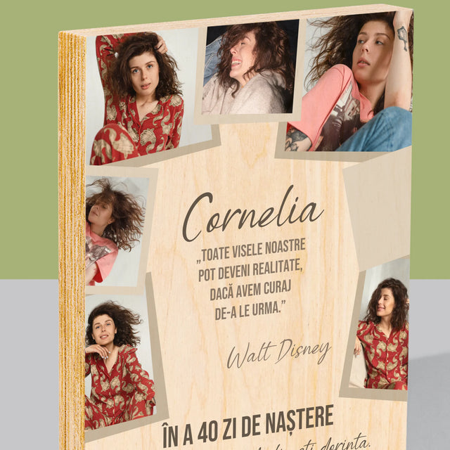 Colaj De Fotografii: 40 Zi De Naștere Realizeați Dorințele - Imprimare Pe Lemn ( Verticală)