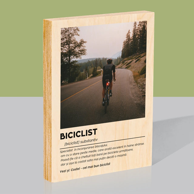 Fotografie Si Semnătură: Ciclist Definiție - Imprimare Pe Lemn ( Verticală)