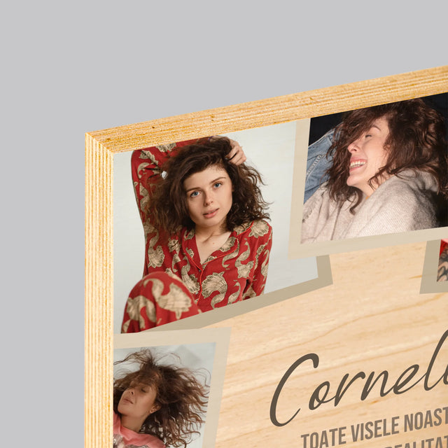 Colaj De Fotografii: 40 Zi De Naștere Realizeați Dorințele - Imprimare Pe Lemn ( Verticală)