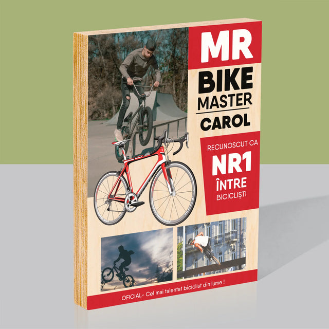 Copertă Derevistă: Mr Bike Master - Imprimare Pe Lemn ( Verticală)