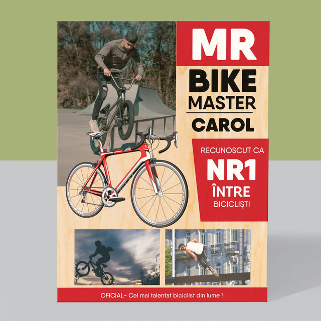 Copertă Derevistă: Mr Bike Master - Imprimare Pe Lemn ( Verticală)