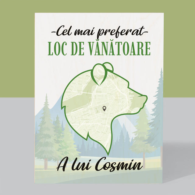 Harta Oraș: Cel Mai Preferat Loc De Vînătoare - Imprimare Pe Lemn ( Verticală)