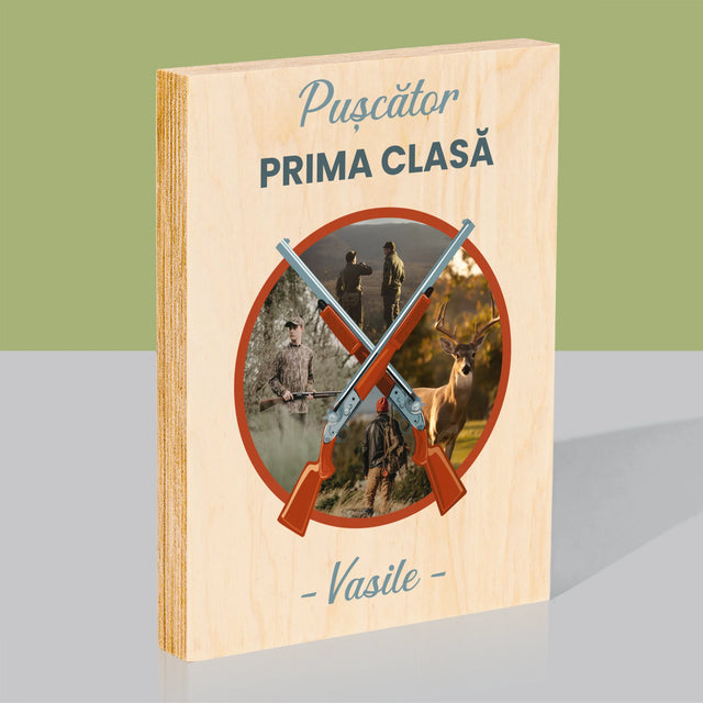 Colaj De Fotografii: Pușcător Prima Clasă - Imprimare Pe Lemn ( Verticală)