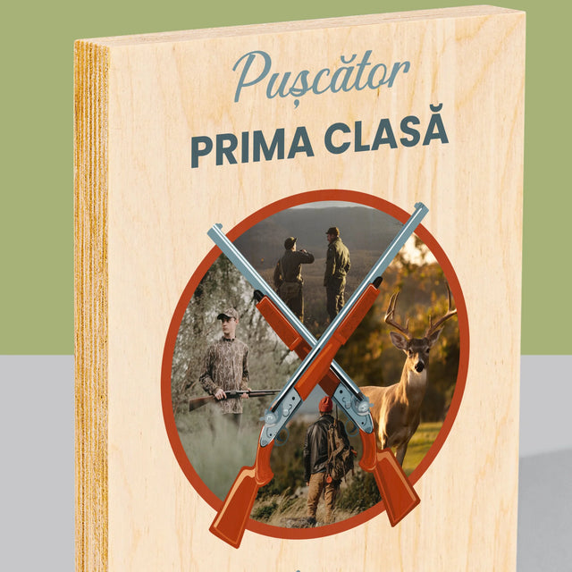 Colaj De Fotografii: Pușcător Prima Clasă - Imprimare Pe Lemn ( Verticală)