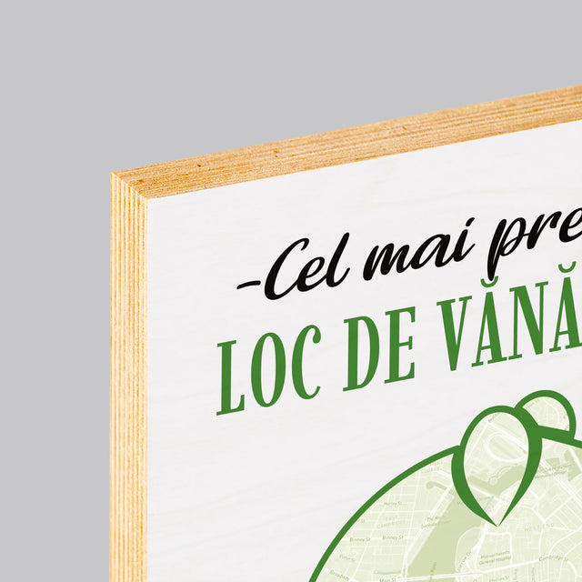 Harta Oraș: Cel Mai Preferat Loc De Vînătoare - Imprimare Pe Lemn ( Verticală)