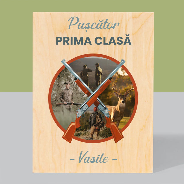 Colaj De Fotografii: Pușcător Prima Clasă - Imprimare Pe Lemn ( Verticală)