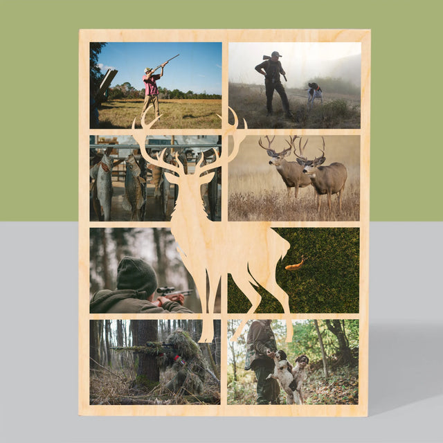 Colaj De Fotografii: Vânător - Imprimare Pe Lemn ( Verticală)