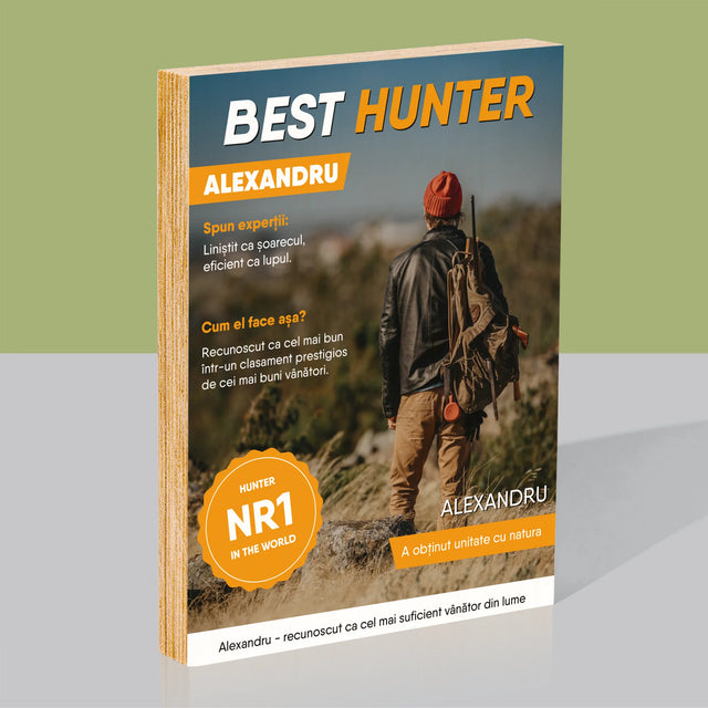 Copertă Derevistă: Best Hunter - Imprimare Pe Lemn ( Verticală)