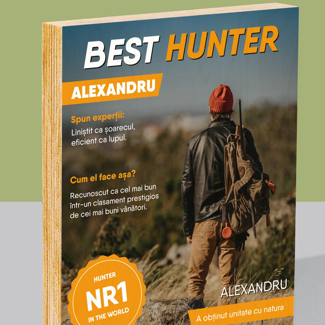 Copertă Derevistă: Best Hunter - Imprimare Pe Lemn ( Verticală)