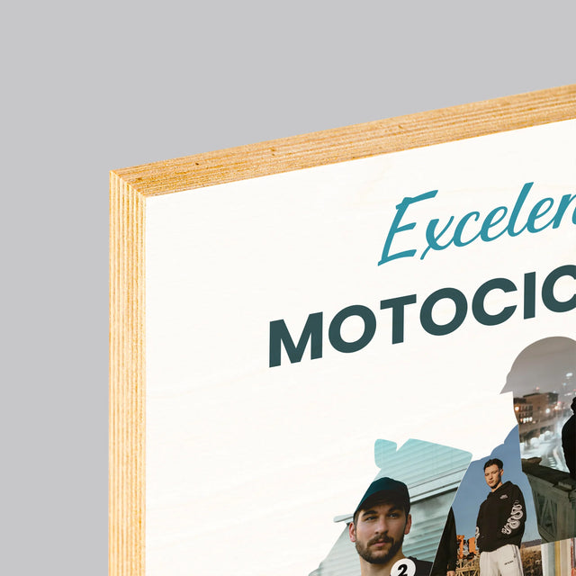 Formă Din Fotografii: Motociclist Excelent - Imprimare Pe Lemn ( Verticală)