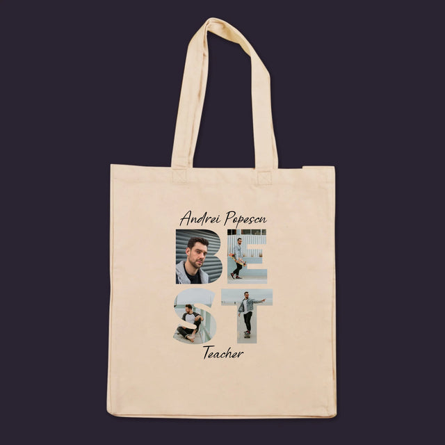 Cuvânt Din Fotografii: Best Teacher - Sacoșă De Pânză