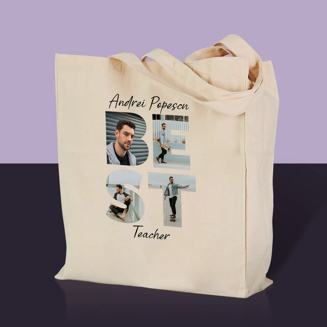 Cuvânt Din Fotografii: Best Teacher - Sacoșă De Pânză