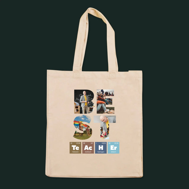 Cuvânt Din Fotografii: Best Teacher Elemente Chimice - Sacoșă De Pânză