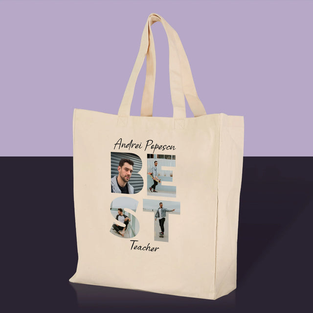 Cuvânt Din Fotografii: Best Teacher - Sacoșă De Pânză