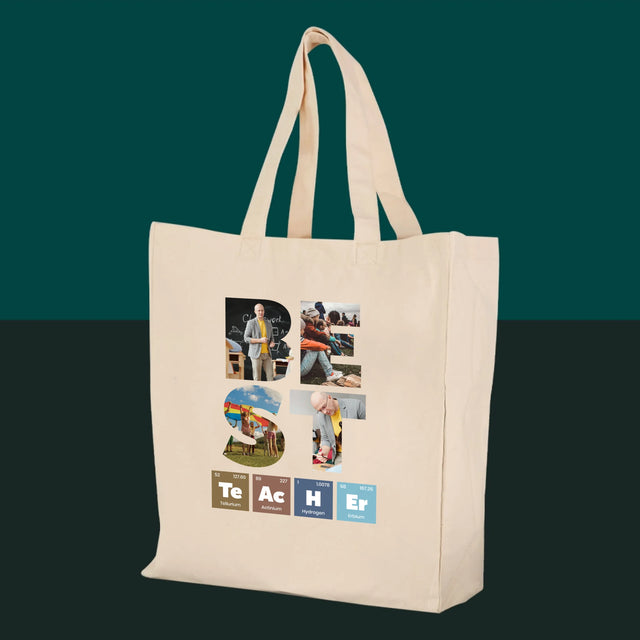 Cuvânt Din Fotografii: Best Teacher Elemente Chimice - Sacoșă De Pânză