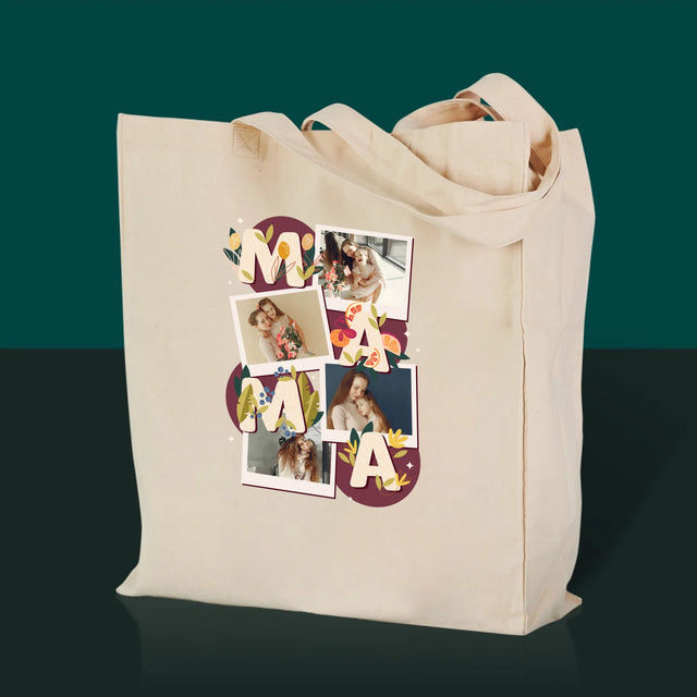 Colaj De Fotografii: Litere Mama - Sacoșă De Pânză