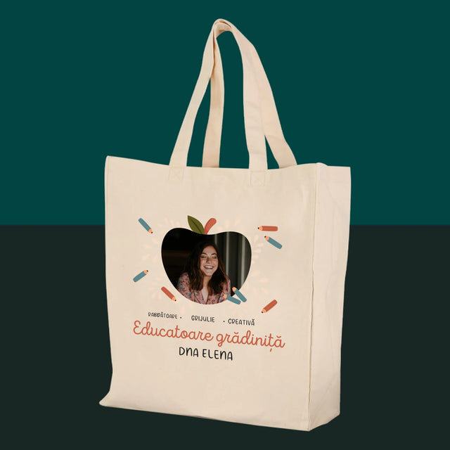 Fotografie Si Semnătură: Educatoare Grădiniță - Sacoșă De Pânză