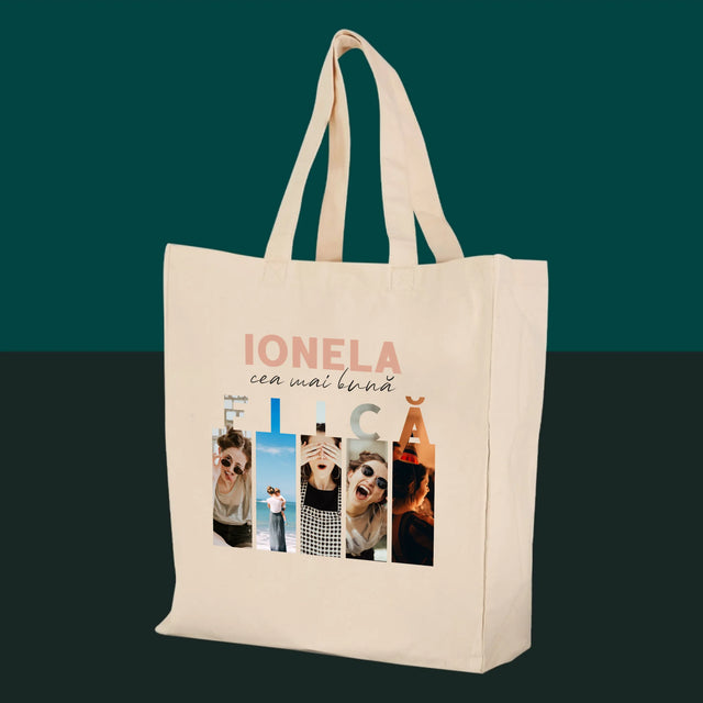 Colaj De Fotografii: Cea Mai Bună Fiică - Sacoșă De Pânză
