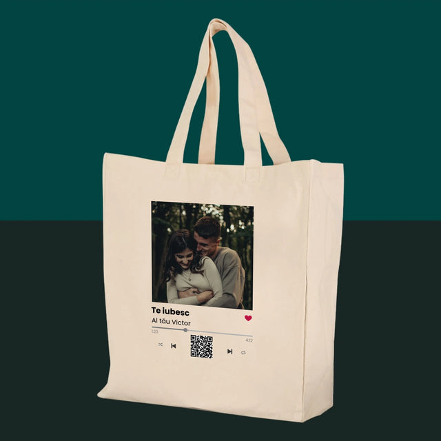 Fotografie Si Semnătură: Spotify Cu Cod Qr - Sacoșă De Pânză