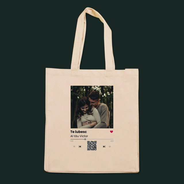 Fotografie Si Semnătură: Spotify Cu Cod Qr - Sacoșă De Pânză