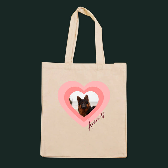 Fotografie Si Semnătură: Fotografia Cățelușului În Inimă - Sacoșă De Pânză