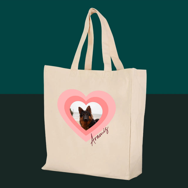 Fotografie Si Semnătură: Fotografia Cățelușului În Inimă - Sacoșă De Pânză