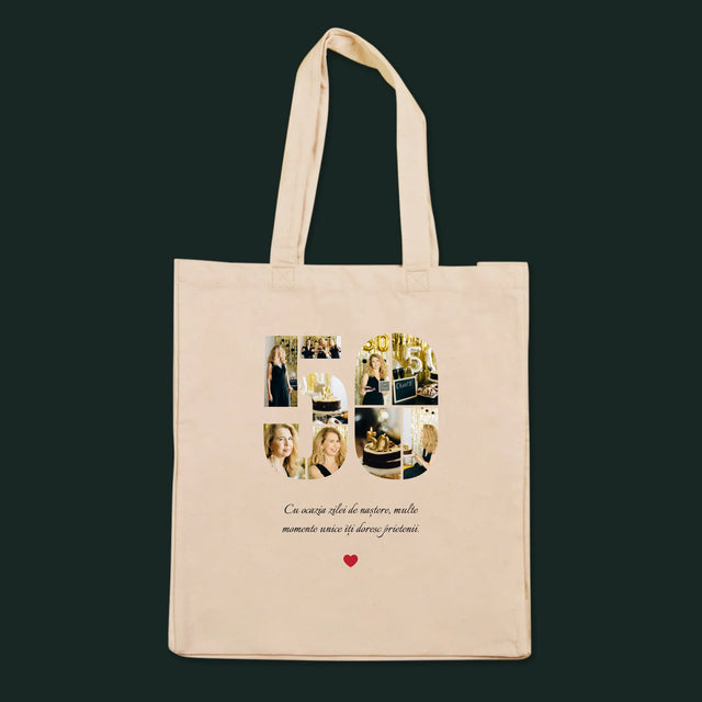 Formă Din Fotografii: A 50 Zi De Naștere - Sacoșă De Pânză