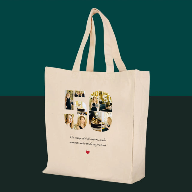 Formă Din Fotografii: A 50 Zi De Naștere - Sacoșă De Pânză