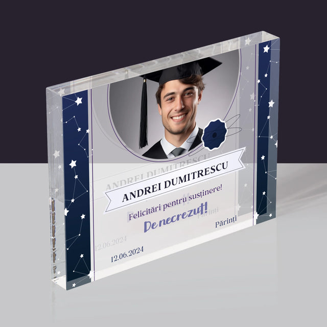 Fotografie Si Semnătură: Felicitări Pentru Susținerea Cu Succes A Tezei - Bloc Acrilic