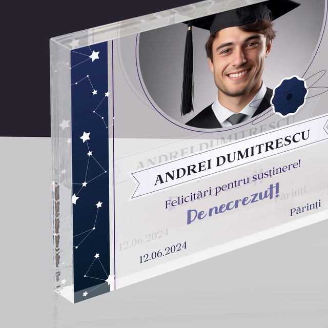 Fotografie Si Semnătură: Felicitări Pentru Susținerea Cu Succes A Tezei - Bloc Acrilic
