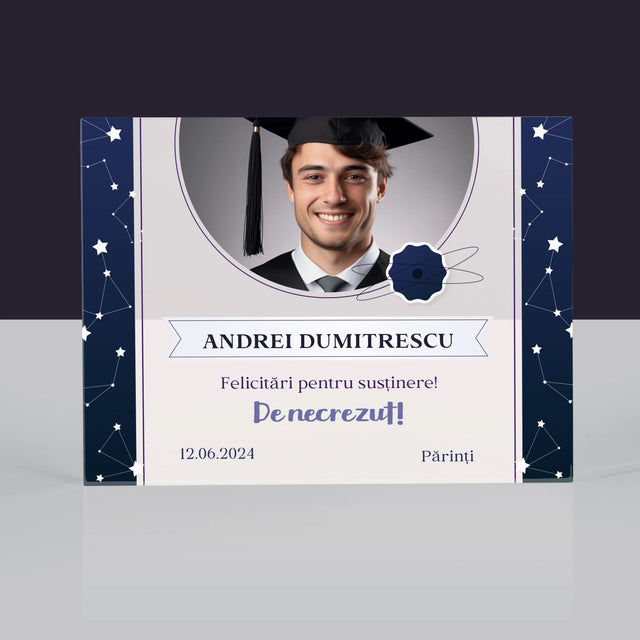 Fotografie Si Semnătură: Felicitări Pentru Susținerea Cu Succes A Tezei - Bloc Acrilic