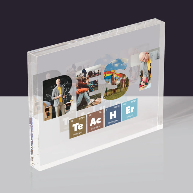 Cuvânt Din Fotografii: Best Teacher Elemente Chimice - Bloc Acrilic