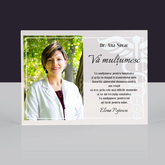 Fotografie Si Semnătură: Doctore Vă Mulțumesc - Bloc Acrilic