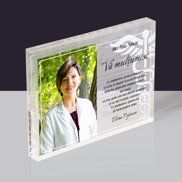 Fotografie Si Semnătură: Doctore Vă Mulțumesc - Bloc Acrilic