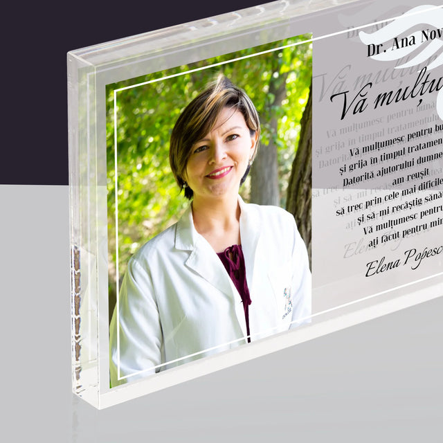 Fotografie Si Semnătură: Doctore Vă Mulțumesc - Bloc Acrilic