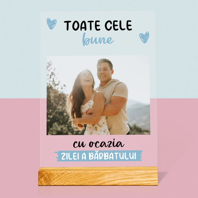 Fotografie Si Semnătură: Toate Cele Bune Cu Ocazia Zilei A Bărbatului - Imprimare Pe Sticlă Acrilică (Verticală)
