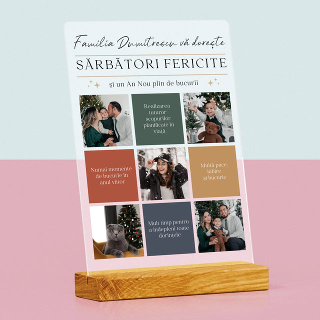 Colaj De Fotografii: Sărbători Fericite Urări - Imprimare Pe Sticlă Acrilică (Verticală)