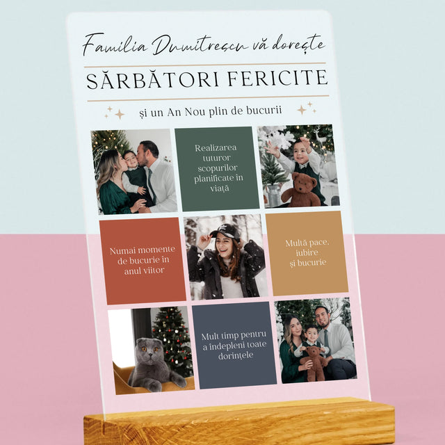 Colaj De Fotografii: Sărbători Fericite Urări - Imprimare Pe Sticlă Acrilică (Verticală)