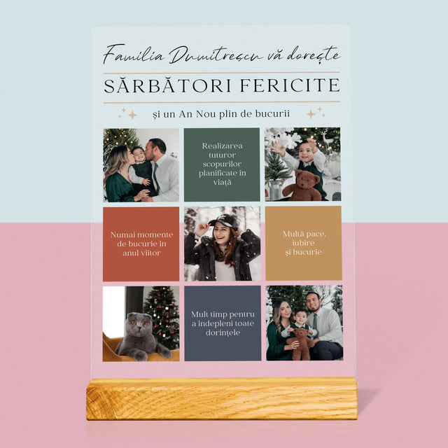 Colaj De Fotografii: Sărbători Fericite Urări - Imprimare Pe Sticlă Acrilică (Verticală)