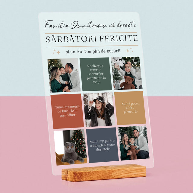 Colaj De Fotografii: Sărbători Fericite Urări - Imprimare Pe Sticlă Acrilică (Verticală)
