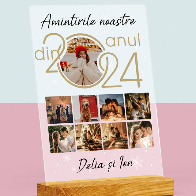 Colaj De Fotografii: Amintirile Noastre Din Anul - Imprimare Pe Sticlă Acrilică (Verticală)