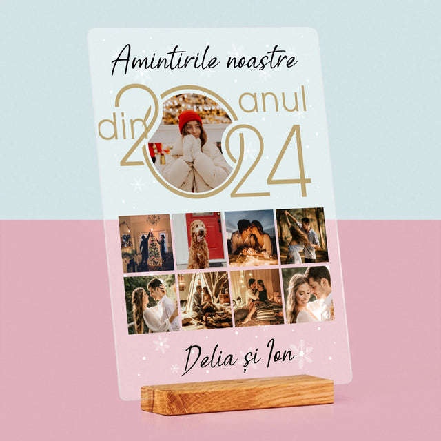 Colaj De Fotografii: Amintirile Noastre Din Anul - Imprimare Pe Sticlă Acrilică (Verticală)