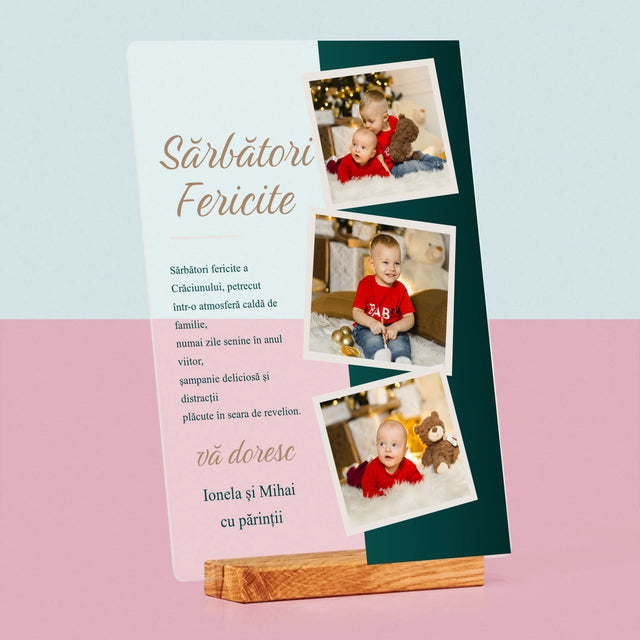 Colaj De Fotografii: Urări De Sărbători - Imprimare Pe Sticlă Acrilică (Verticală)