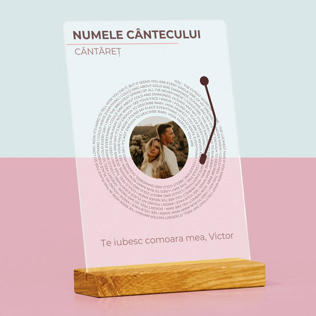 Fotografie Si Semnătură: Cântecul Nostru Album Vinil - Imprimare Pe Sticlă Acrilică (Verticală)