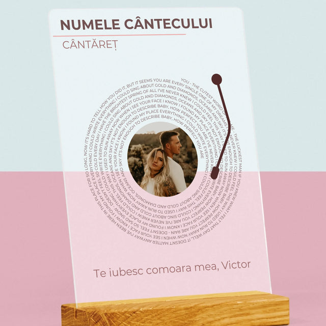 Fotografie Si Semnătură: Cântecul Nostru Album Vinil - Imprimare Pe Sticlă Acrilică (Verticală)